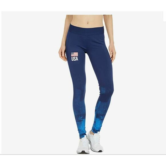 adidas FK1033 Women's Size L-TALL Team Navy Blue USA Long Volleyball Tights $70 - Picture 1 of 2